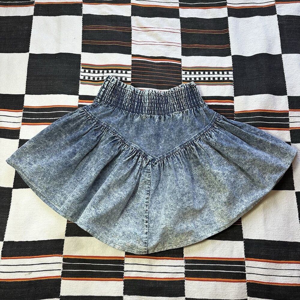 Vintage 80’s Kayo Of California Acid Washed Denim Flare Mini Skirt. Size 11. USA